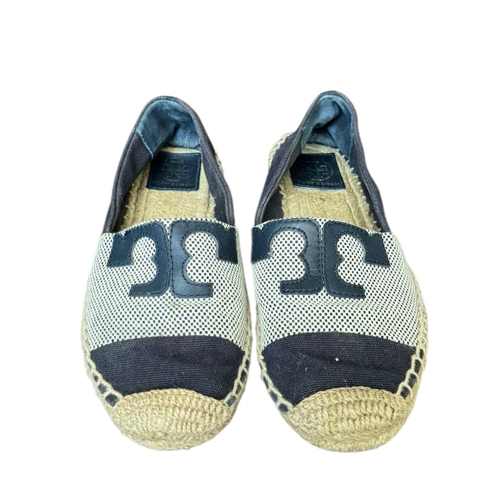 Tory Burch Navy and Beige Espadrilles Size 6